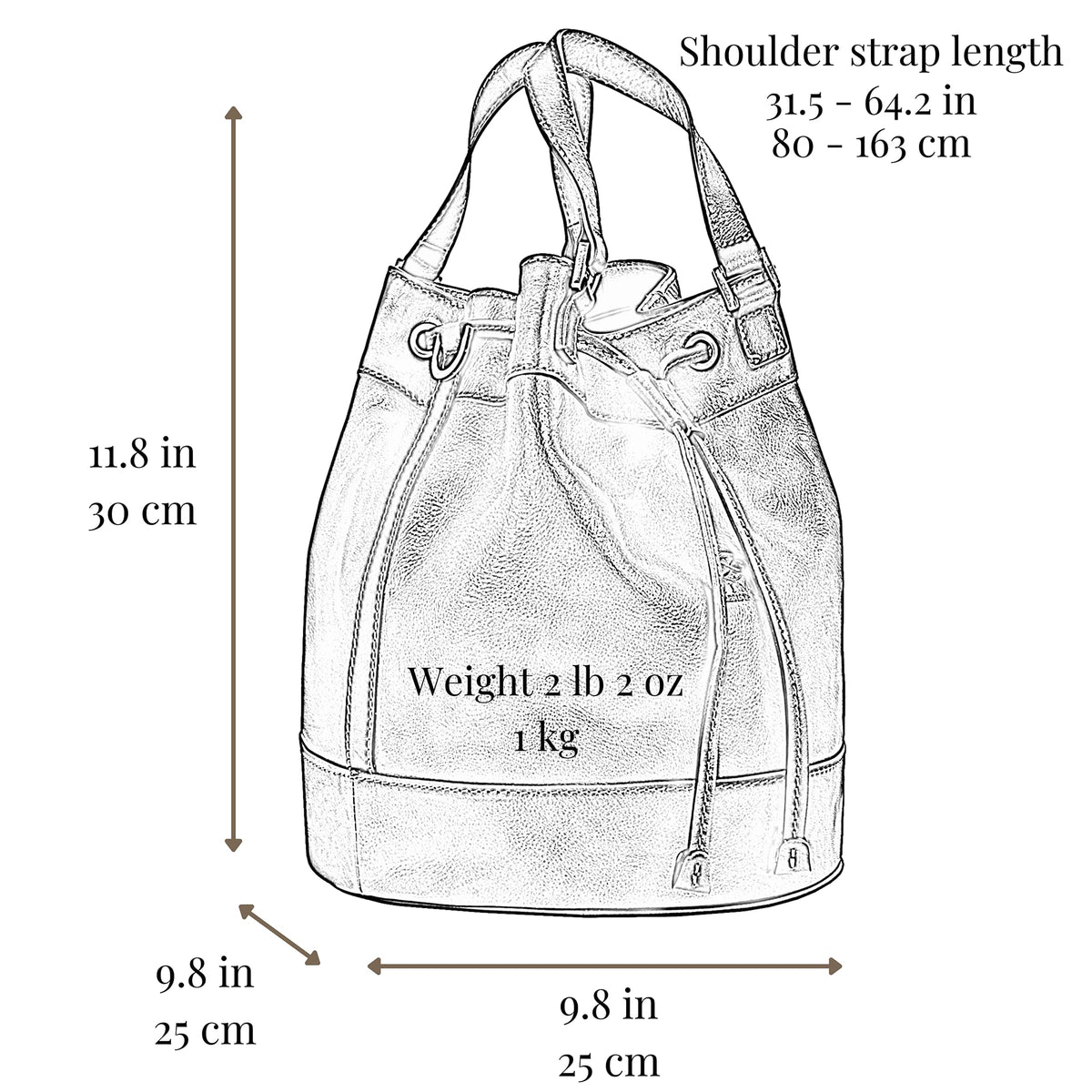Time Resistance Leather Bucket Bag - Full Grain Leather Tote Bag for Women (Cognac Brown)