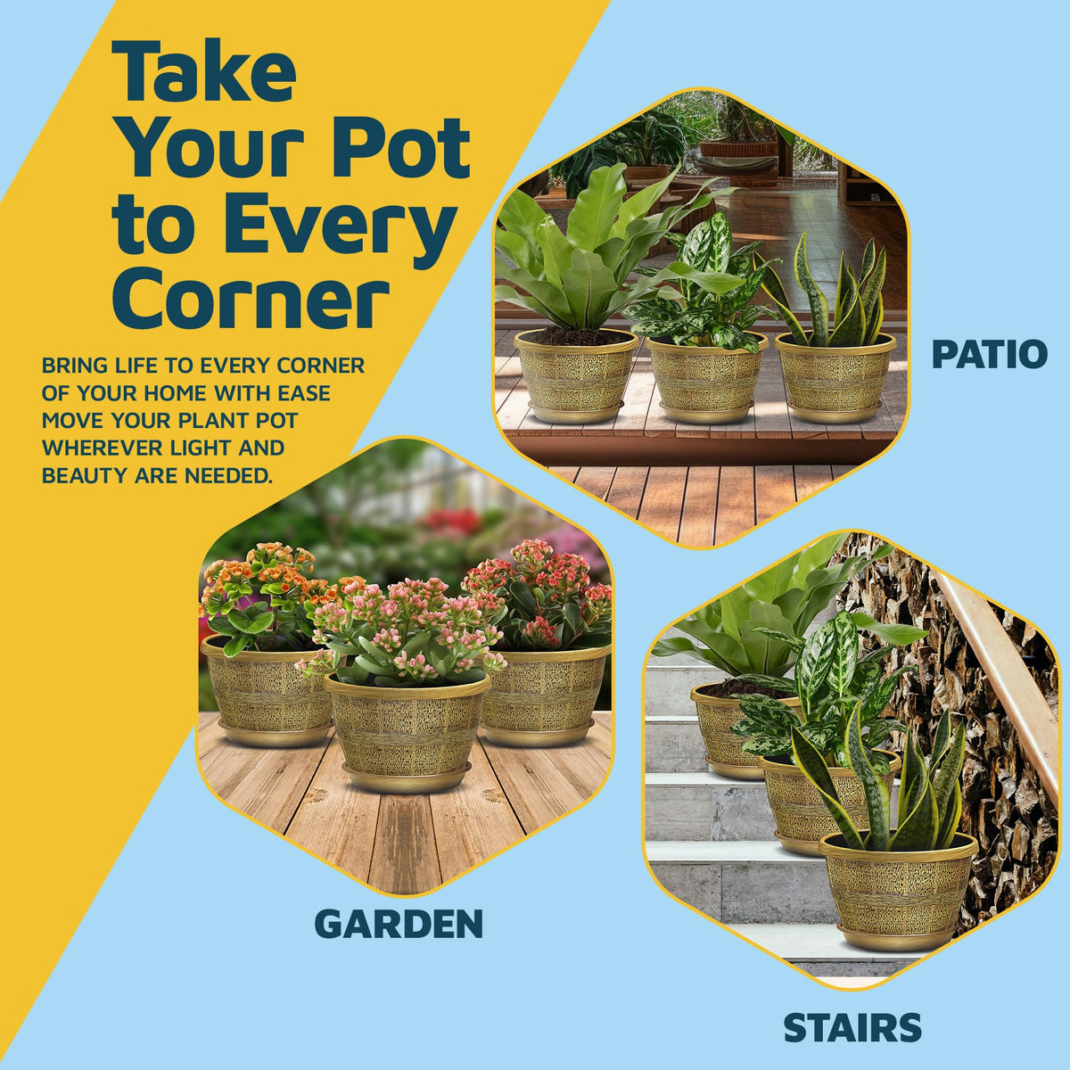 10-Inch Whiskey Barrel Planters Outdoor Pack of 25 - Durable Plastic Plant Pots for Indoor & Outdoor Use with Drainage & Saucer, Lightweight Rustic Barrel Planters for Flowers, Herbs & Small Plants