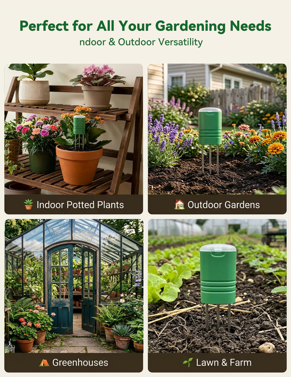 Nexuslab Wireless Soil Moisture Meter with LCD Receiver – 3‑Probe 3‑in‑1 Sensor (Moisture, Temperature, Light), 230 ft RF Range, Waterproof, Long Battery Life for Indoor/Outdoor Plants and Gardens