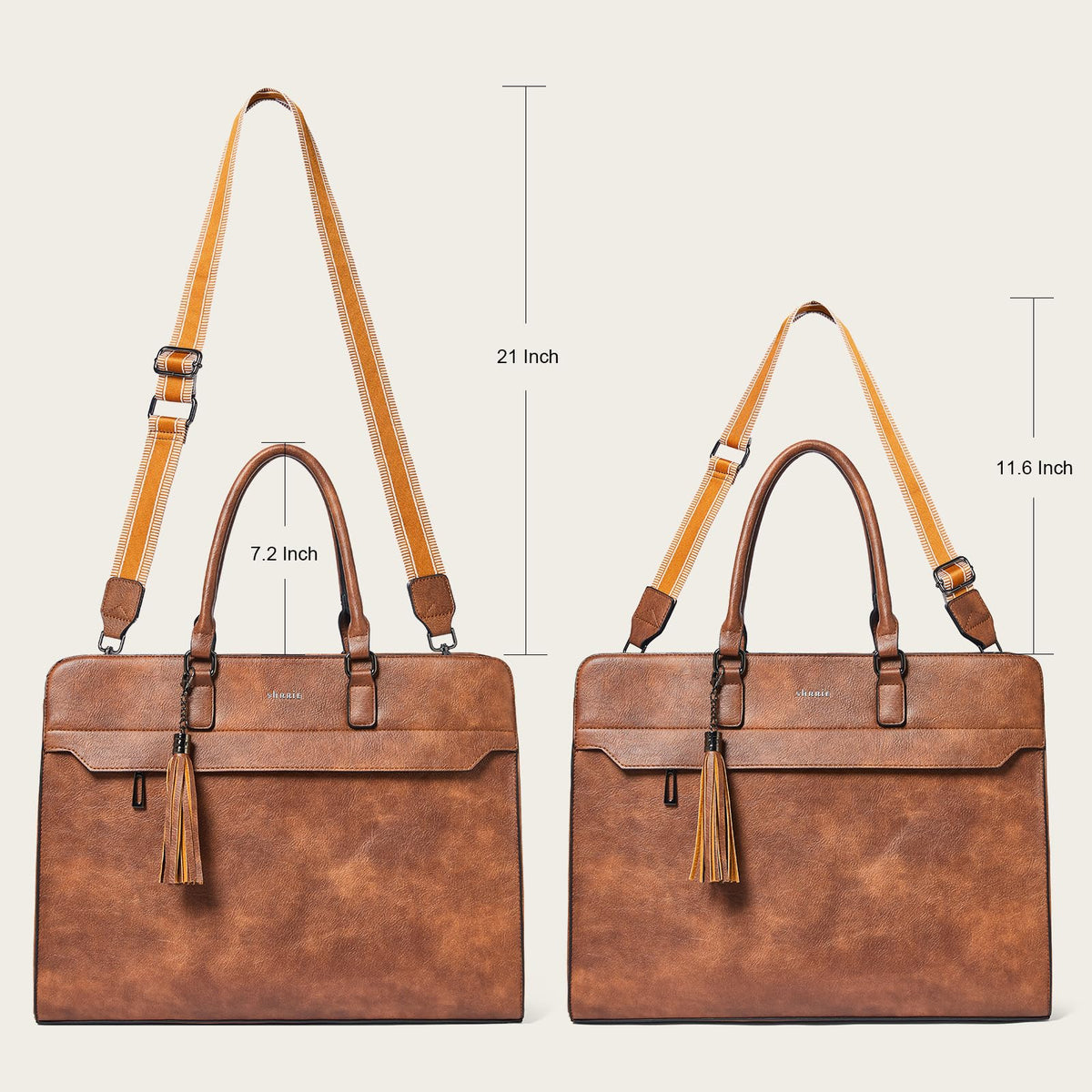 Shrrie 17 inch Laptop Bag for Women,Water-Resistant Work Bag LaptopTote Bag,Professional Business Tote for Office,Travel,College-Fits 15.6 Laptop&Tablet,Briefcase with Satchel Purse,Two-toned Brown