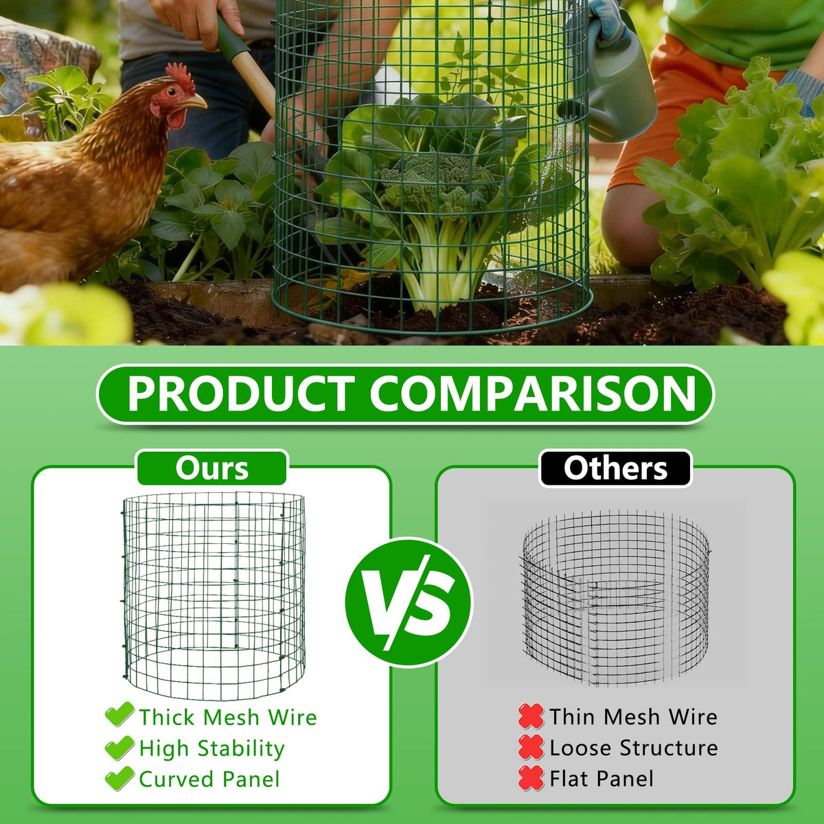6 Pack Plant Protectors from Animals, 12''x14'' Metal Plant Cages for Outdoor Plants, Garden Plant Protector with Stakes & Zip Ties, Keep Rabbits Squirrels Out, Plant Cage for Flowers Vegetables