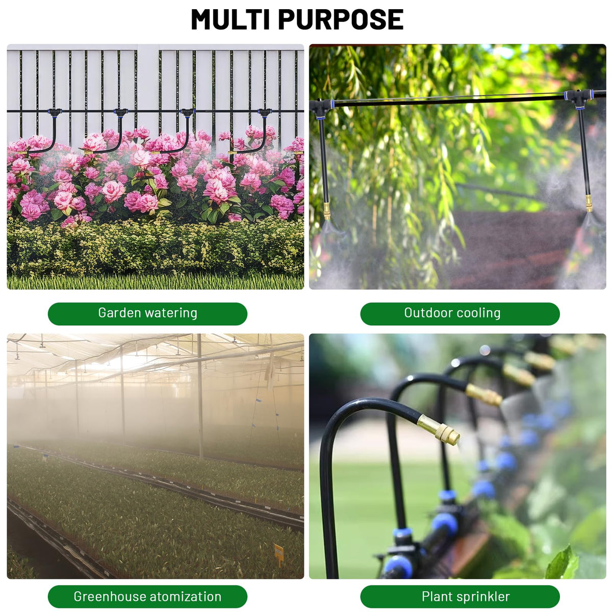 Thiswing 360° Adjustable Drip Irrigation System - 66 FT Garden Watering System with 22 Nozzles, Raised Bed Sprinkler System, Garden Mister for Yard, Lawn, Plants, 5/16" Tubing