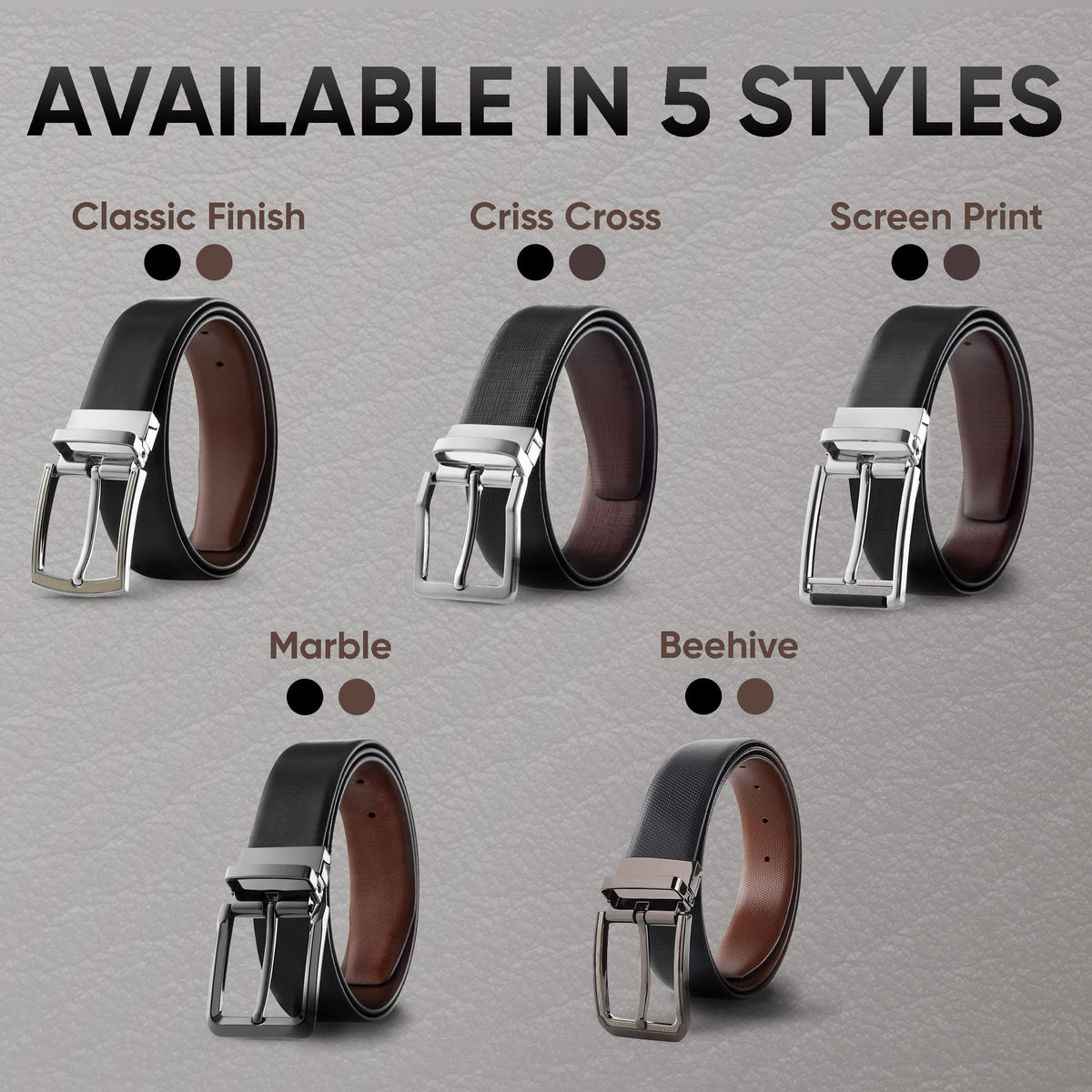 Prospero Comfort - Reversible Belts for Men, Italian Top-Grain Leather Belt for Men, 2-Toned Men’s Belts, Men’s Belt for Casual Wear, 35mm Dress Belt, Criss Cross Brown and Black Belt Men’s Size 40