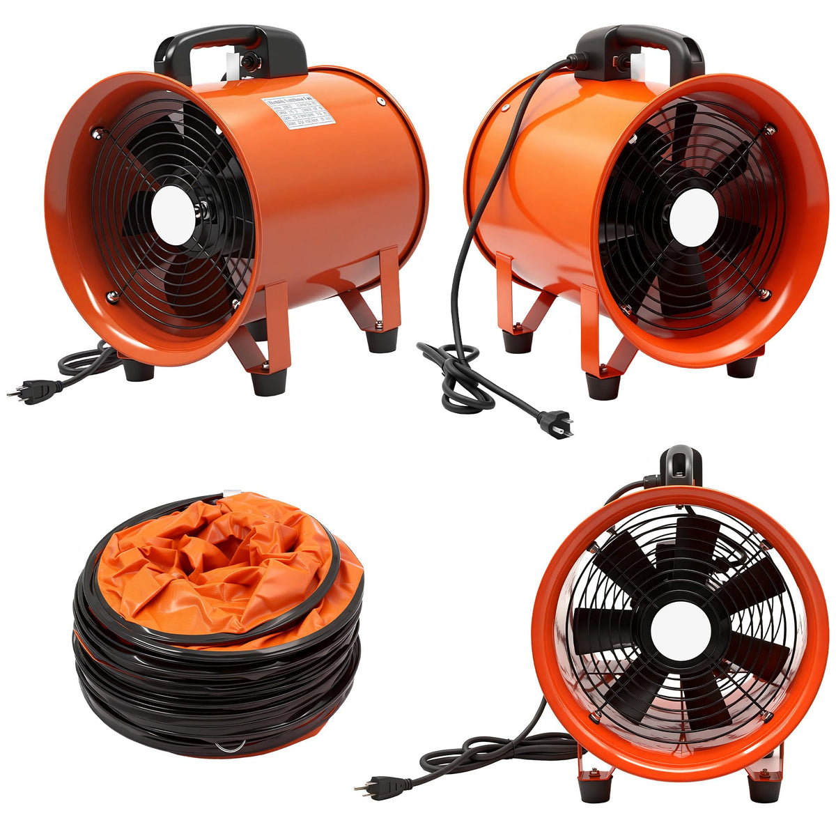 dreamdragon Upgraded 12-Inch Utility Blower Fan,Portable Industrial Exhaust Fan with 33ft Flexible Duct Hose,3300 RPM Low-Noise Ventilator for Workshops Warehouses and Basements