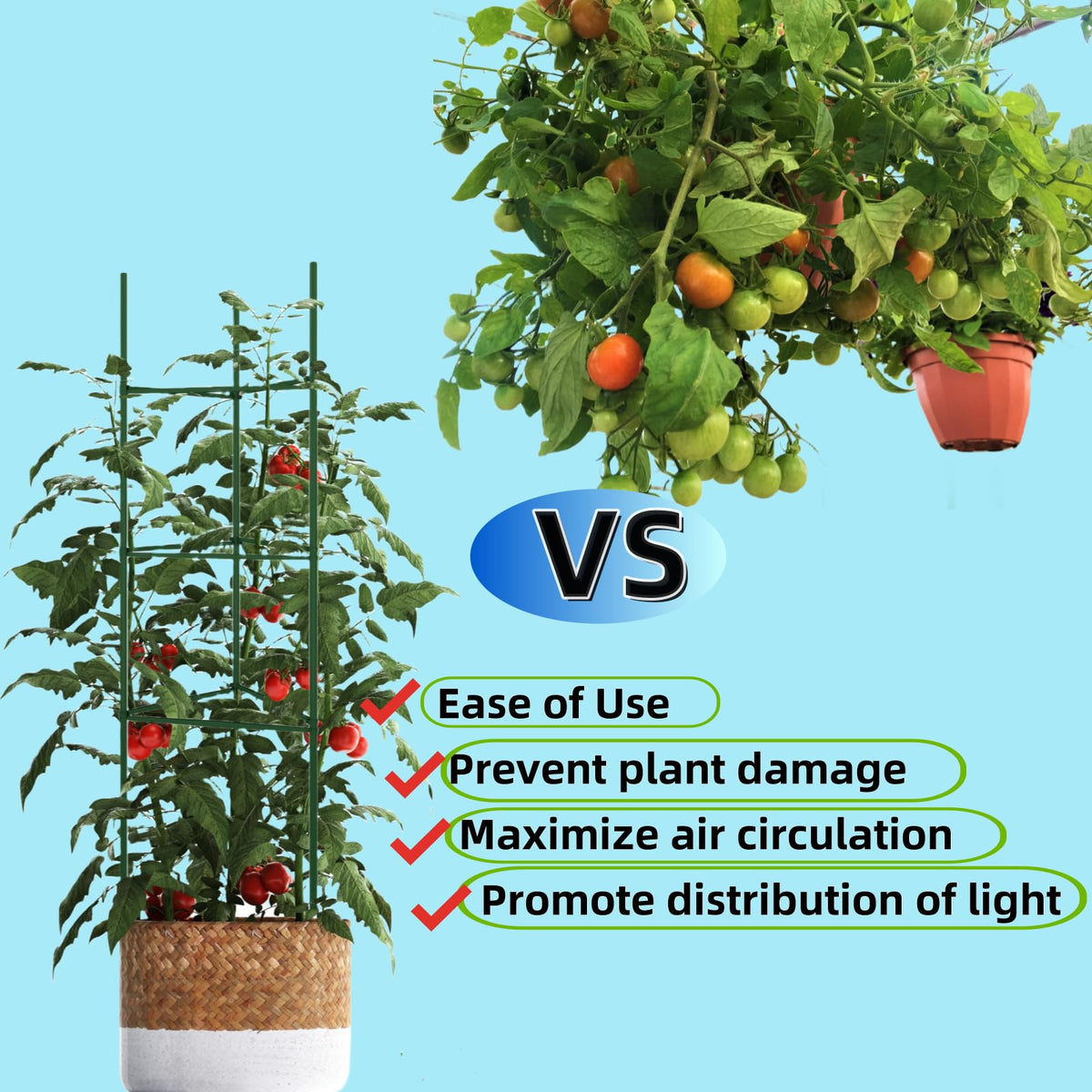 60PCS Plant Stake Arms for Tomato Cage,Expandable 11.8" Plant Supports Trellis Connector Clips for 11mm Garden Plants Stakes Stand Outdoor/Indoor
