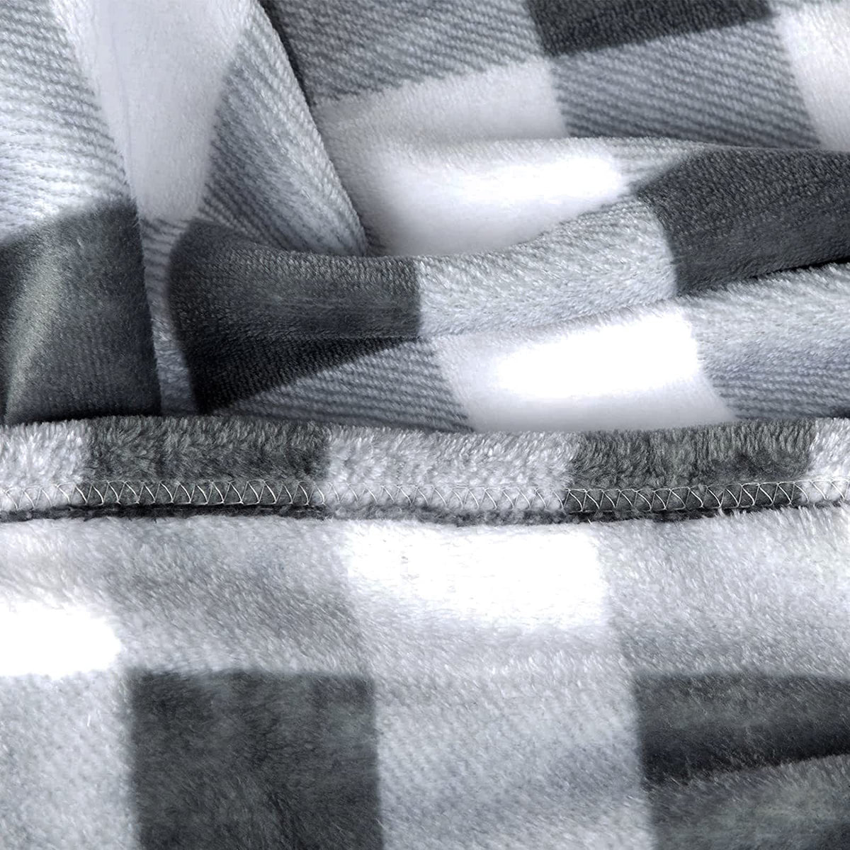MACEVIA Flannel Fleece Throw Blanket for Couch, Buffalo Plaid Blanket Gray and White, Lightweight Cozy Soft Blanket for Bed Sofa 260GSM, Suitable for All Seasons (Gray White Checkered,60x50inches)