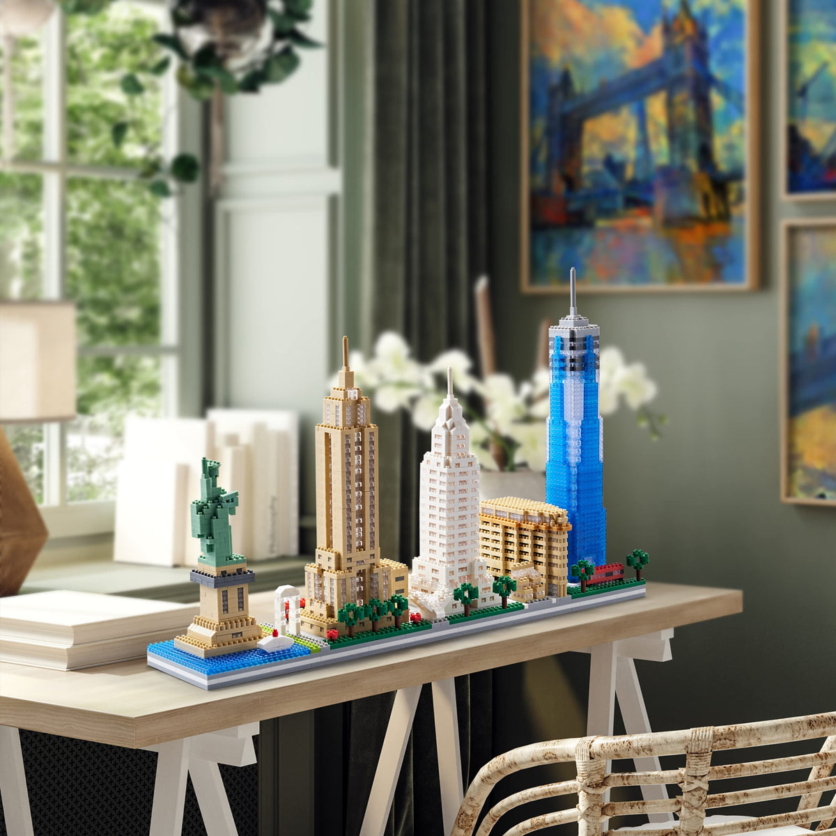 YaJie New York Skyline Micro Mini Blocks Building Set, Collection Model Kit - Detailed City Architecture for Adults(3452 Pcs)