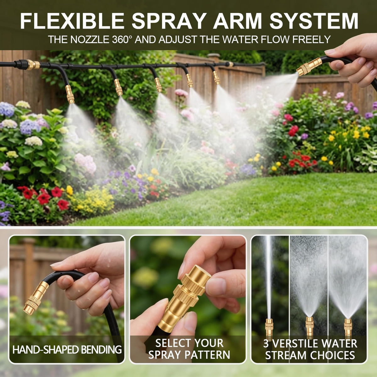 50FT Drip Irrigation Kit for Garden Beds, Greenhouse & Potted Plants – Adjustable Micro Watering System with 1/4" Distribution Tubing, Emitters, Connectors & Stakes