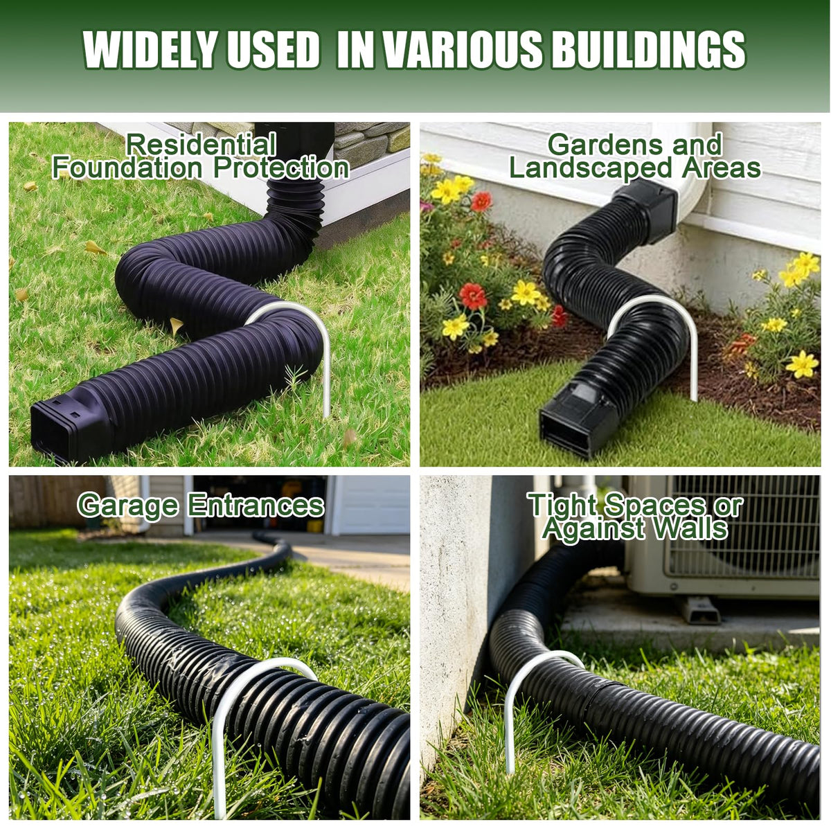 Chiliqi 2 Pack Rain Gutter Downspout Extension Fixing Pin, U-Shape Downspout Anchor Stake Fit 4" Round Downspout Extensions, Easy to Install for Efficient Rainwater Management (White-2 Pack)