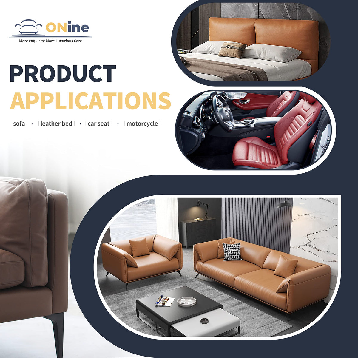 ONine Repair ,Leather Repair Tape, 12 x 48 inches Leather Repair for Furniture,Vinyl Repair Kit, Couch Patch,for Sofas, Furniture, Car Seats(Dark Brown)