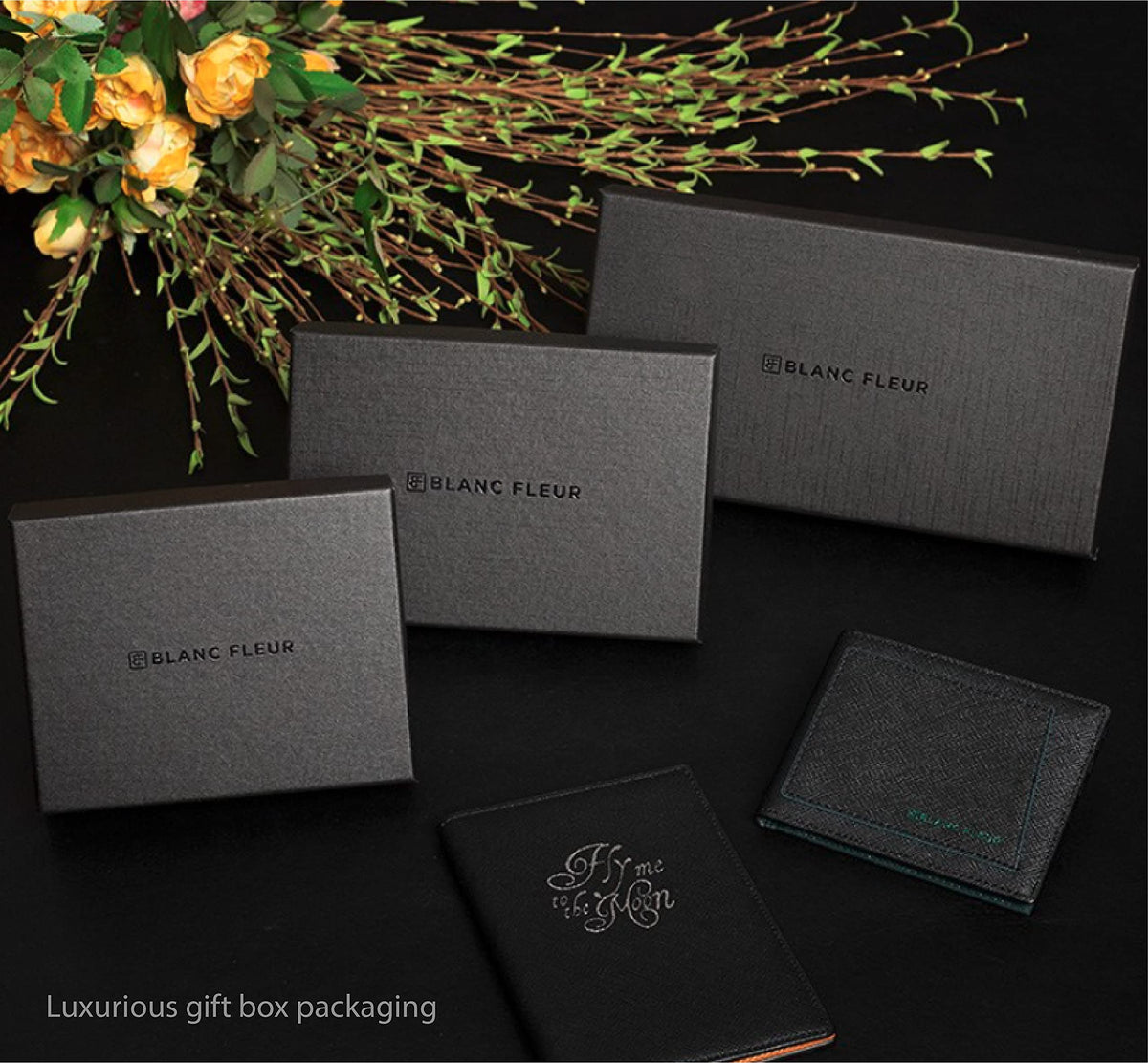 Maskfactory stwees bifold leather wallets - Ultra slim, RFID, Front pocket, slim, ID window (Pocket style B, Black)