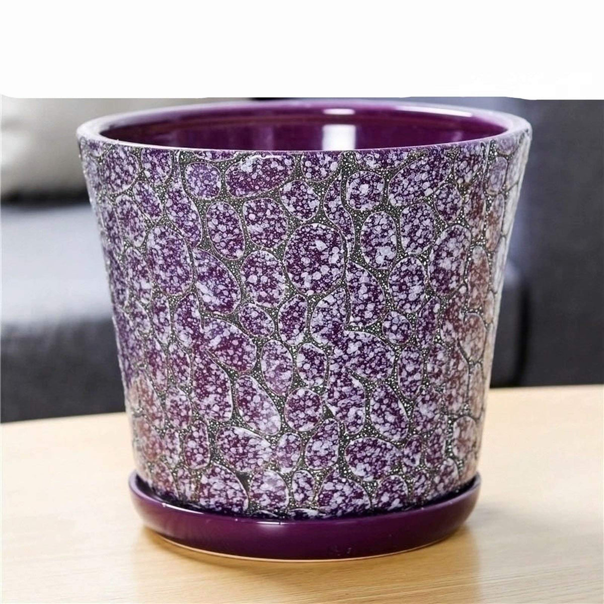 JruF Large Purple Flower Pots Outdoor Indoor Garden Planters,Succulent Flower Pot Plant Container, Desktop Bonsai Container Decoration, gengx111potfl-13, Bo-purple 3