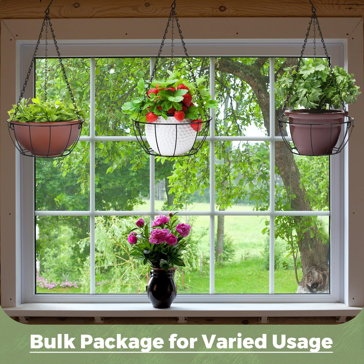 Nuogo 5 Pcs Plant Hanger Metal Plant Hanger Hanging Plant Holder 9.5 Inches Decorative Hanging Baskets for Plants Metal Hanging Planter Plant Shelf for Garden Porch Balcony Flower Pots Indoor Outdoor
