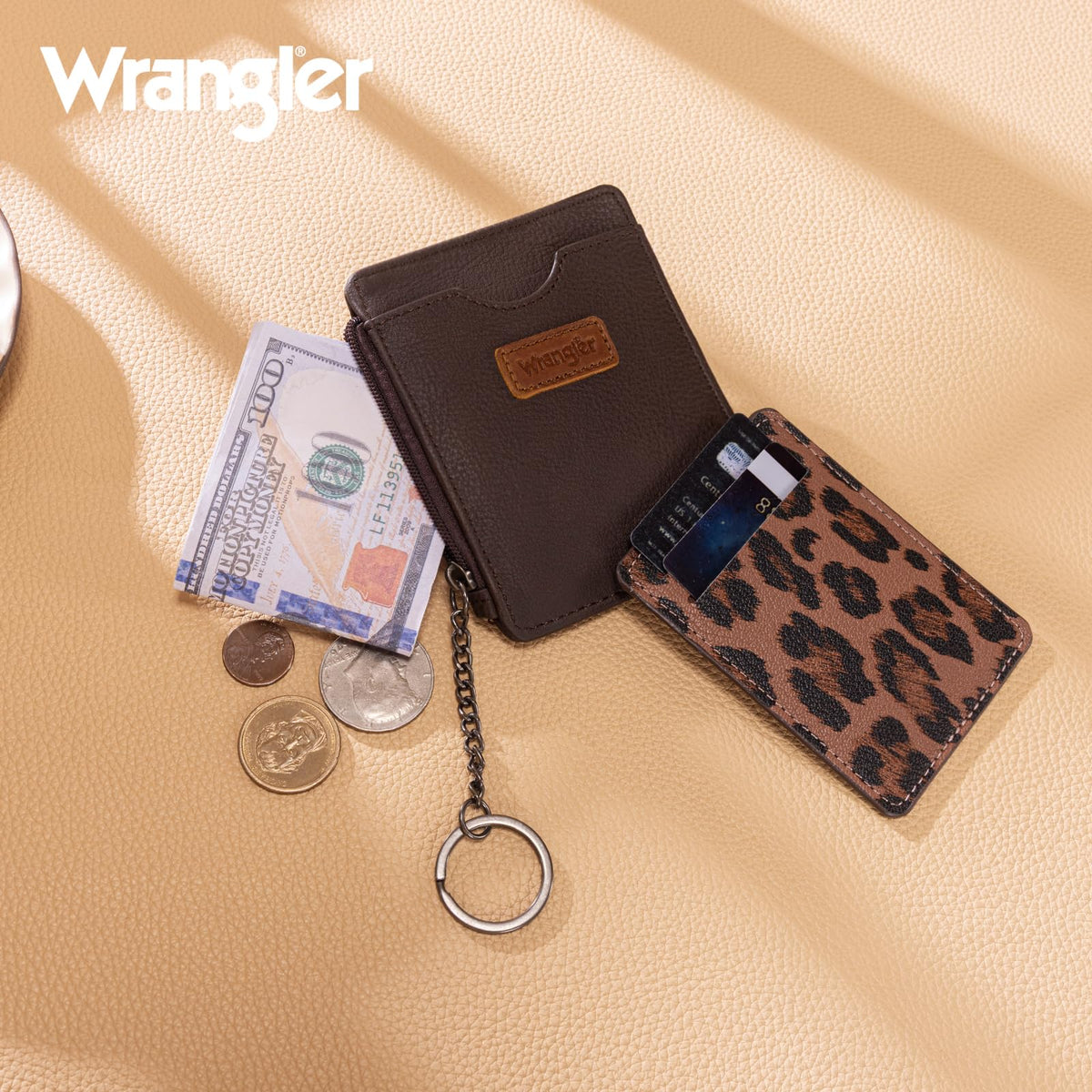 Montana West X Wrangler Small Keychain Card Holder for Women Minimalist Thin Pocket Wallet Slim Mini Rfid Card Cases with Detachable Ultra Card Holder WG366-W118CF