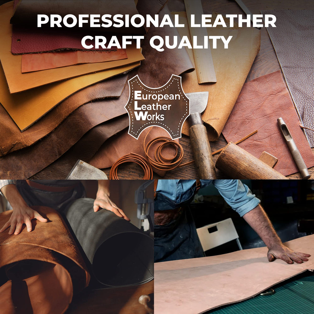ELW Tooling Leather Vegetable Tanned 6-7 oz. (2.4-2.8mm) Heavy Thickness Weight Size: 12"x24" | Pre-Cut Leather Sheets 6" to 48" Cowhide Sheets Shoulder & Sides in Full Grain Leather for Stamping