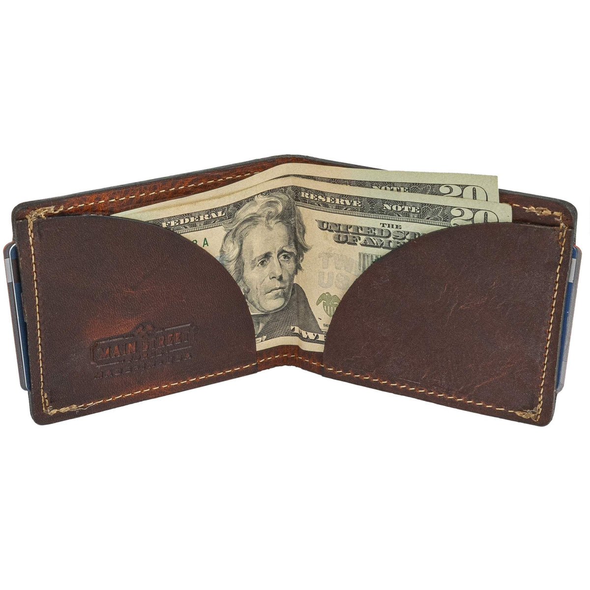 Front Pocket Slim Bifold Wallet for Men | Made in USA | Premium Full Grain Leather Men’s Wallet with Minimalist Design Tobacco Snakebite Brown