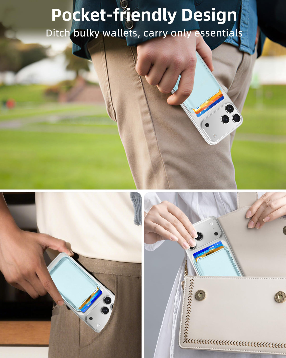 HiWe for MagSafe Wallet: 3-Card Holder, RFID Blocking, Strong Magnet for iPhone 12-17 Series, Slim, 1 Slot