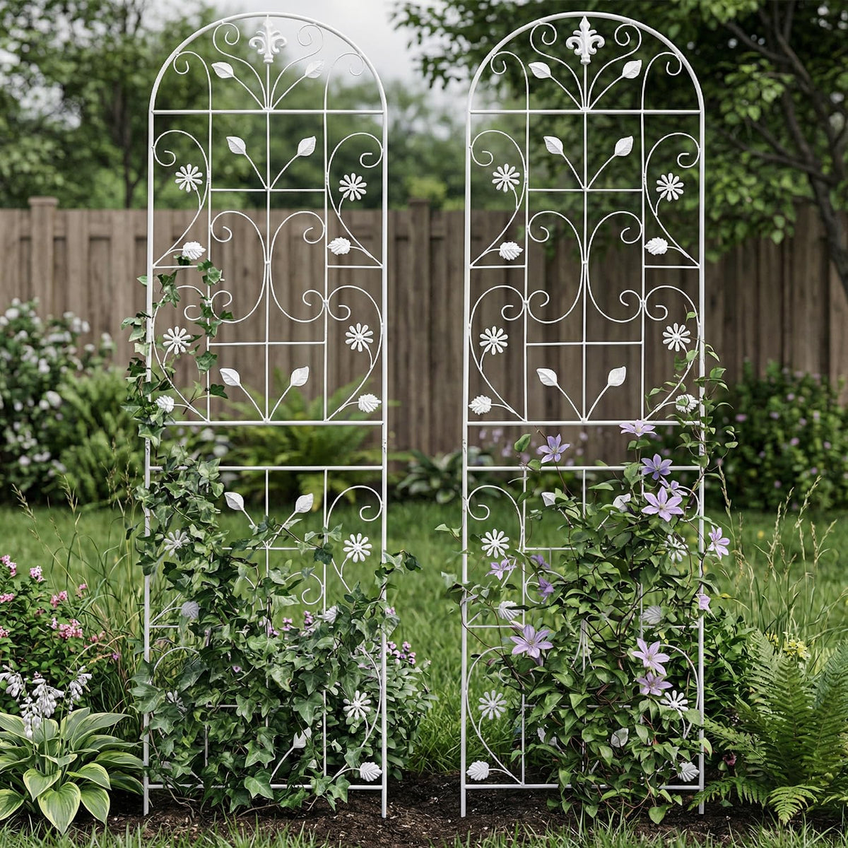 Maidapulu, Trellis for Climbing Plants Outdoor, (2 Pack 70.8x19.6-inch), Generic Metal Garden Trellis, Rustproof, Easy Assembly,(White)