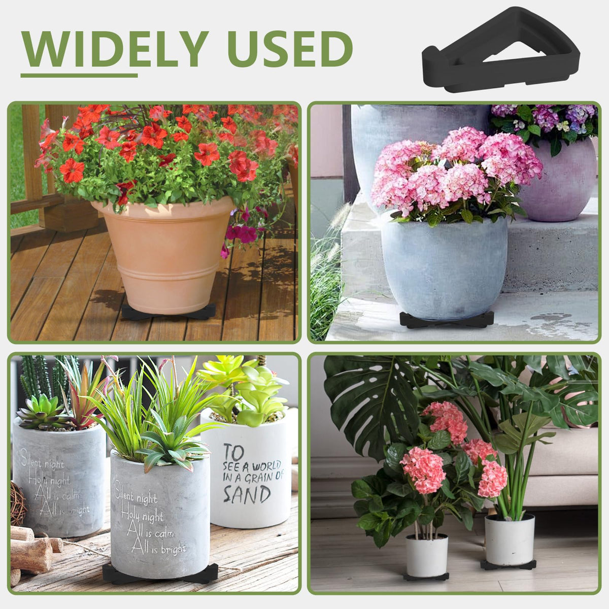 alalalight 12PCS Flower Pot Risers Toes,Invisible Plant Pot Feet for Outdoor Planters,Indoor Secure Compressive Environmental Triangular Lifters Supports (Small Black)
