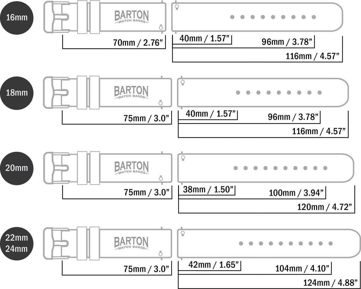 BARTON WATCH BANDS 18mm Black/Orange Stitching Quick Release Leather Black Buckle Watch Band Strap