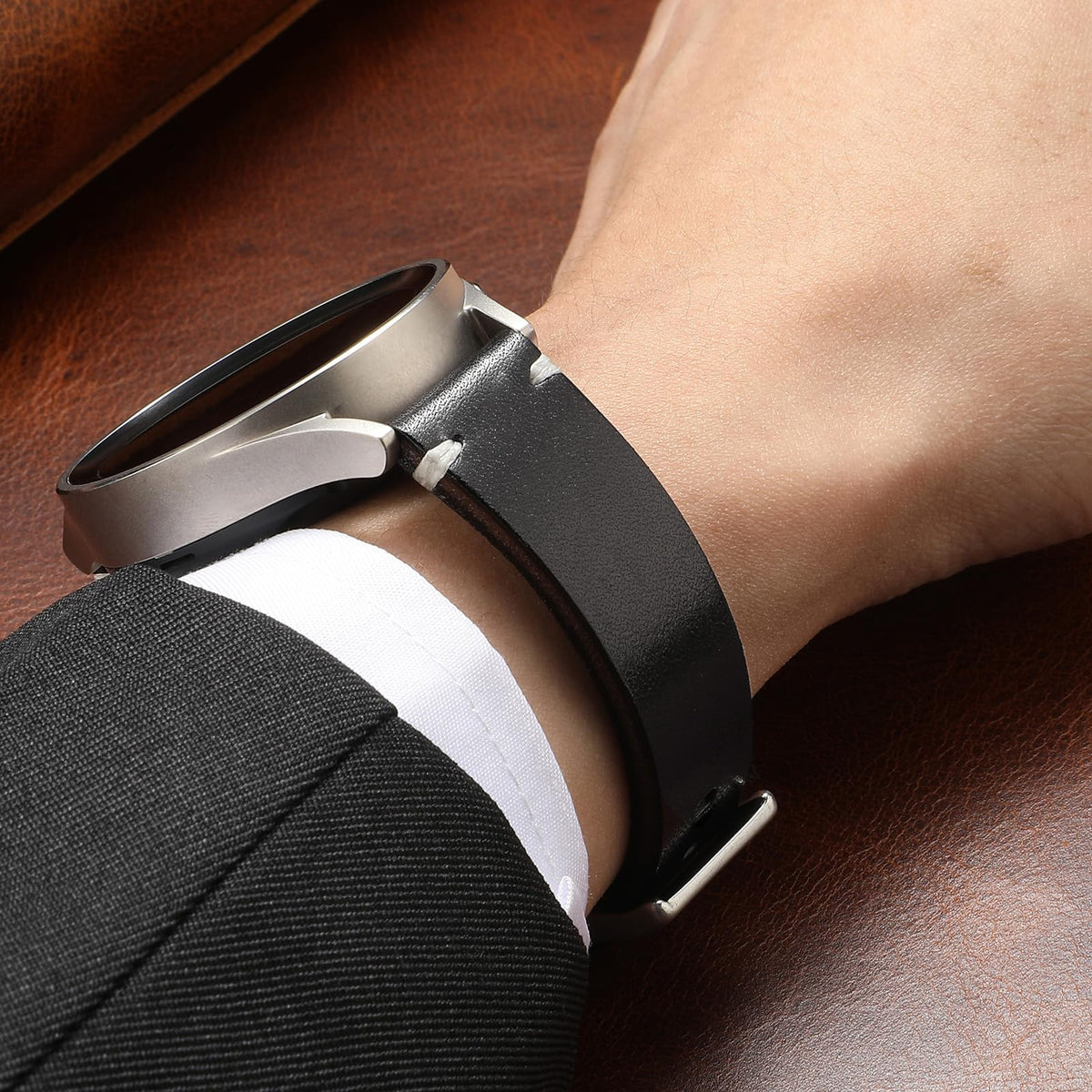 Berfine 18mm Leather Watch Band for Men Women, Vintage Handmade Quick Release Watch Strap Replacement, Thick Single layer, Black