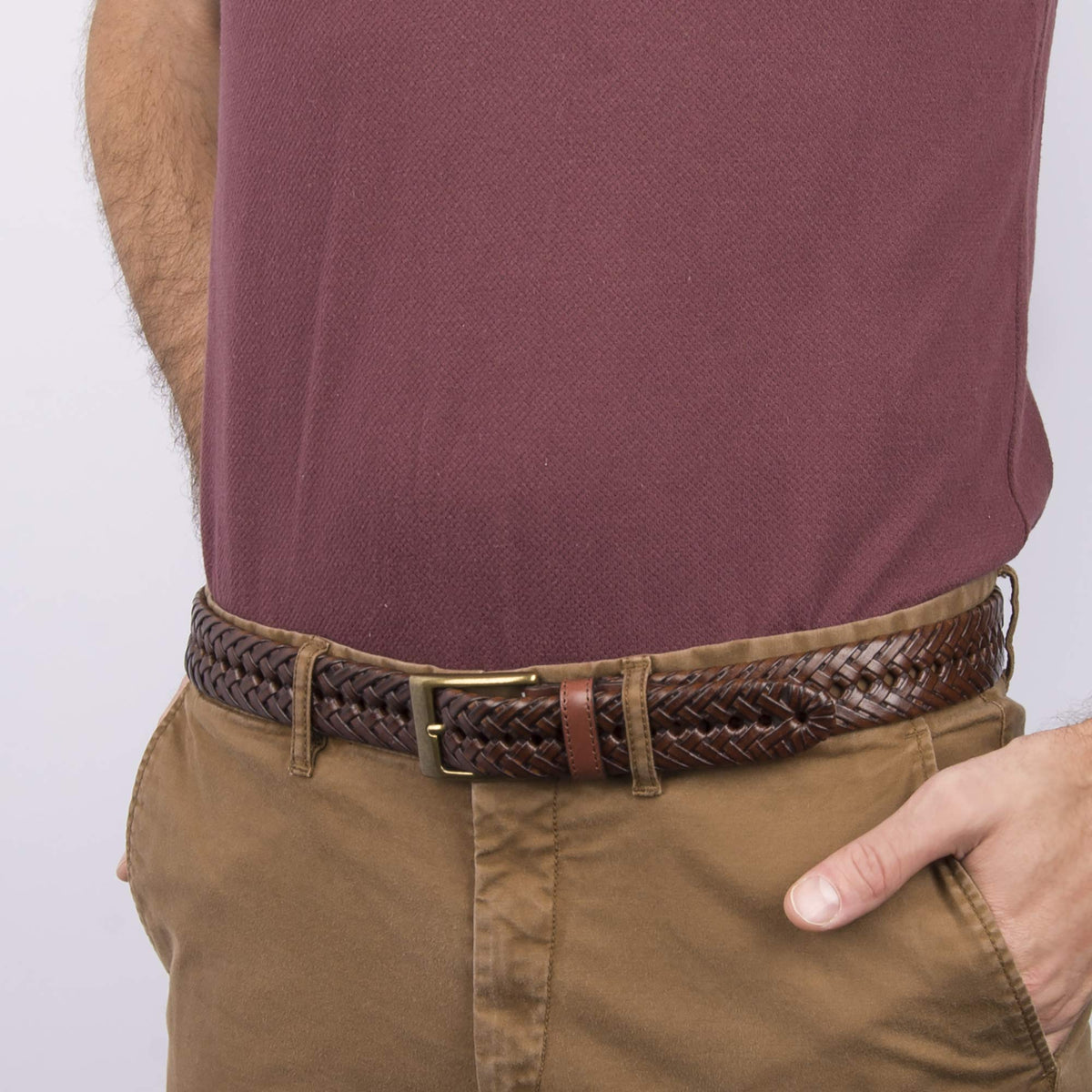 Dockers Men's Leather Braided Casual and Dress Belt,tan Glazed,38