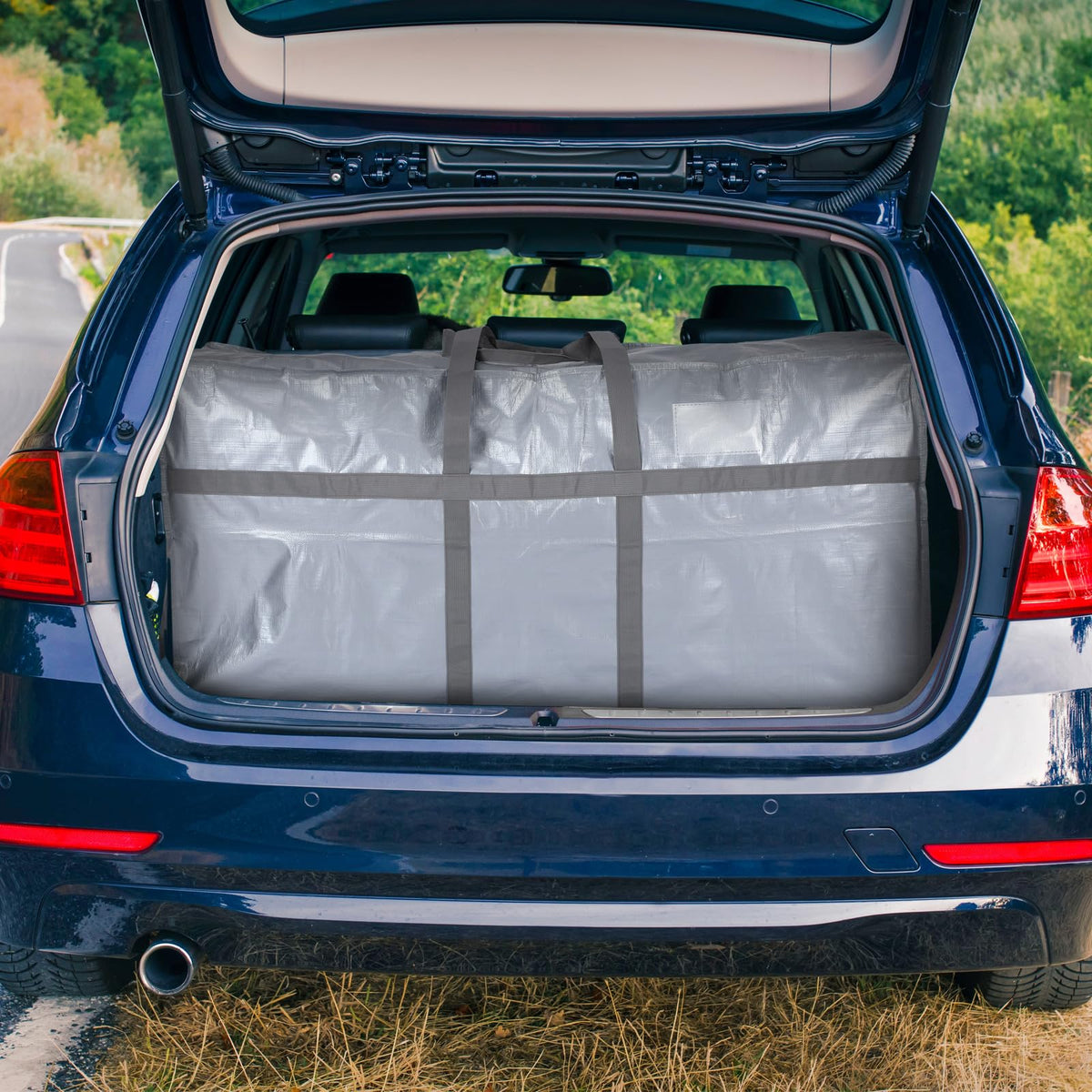 Clysee 4 Pcs 66 Gallon Extra Large Moving Bags Heavy Duty Storage Bag with Strong Zipper Handle Foldable XXL Jumbo Storage Tote Packing Moving Box for College Dorm Travel Cloth Duffle (Silver)