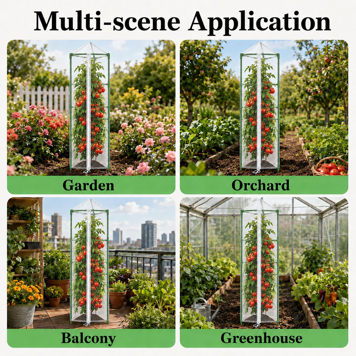 Halatool Garden Tomato Plant Cover Netting, Fits 55β72" Tall Tomato Cages, Garden Bird Netting with Zipper & Drawstring, Insect Barrier, Plant Covers from Insects Animals, 2 Pack, 61"Γ15.7"