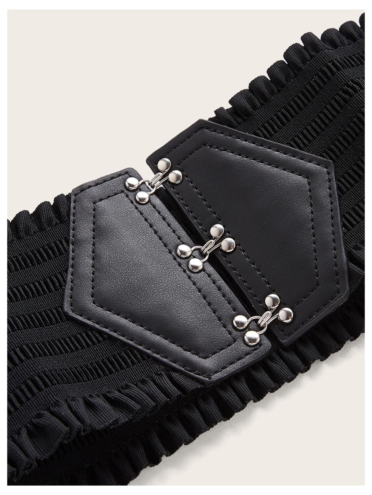 Verdusa Women's Renaissance Corset Belt Elastic Waist Waistband Wide Ruffle Belts Black suit waist size:37.4-41.3"