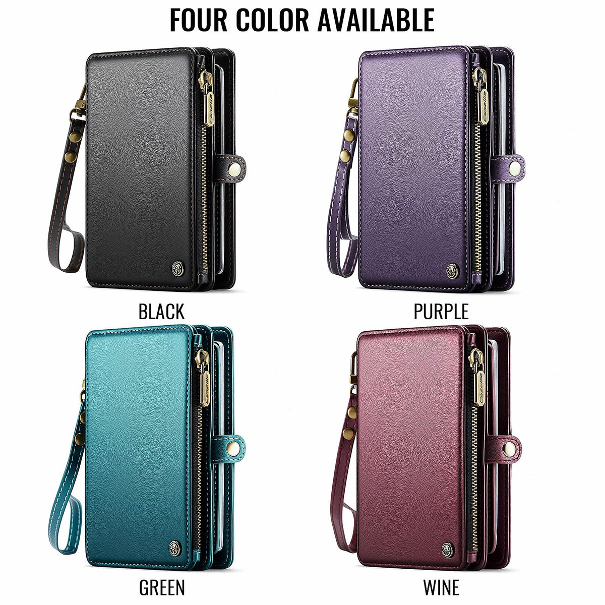 XIMAND Passport Holder Wallet Bag with AirTag Holder, 11 Card Slots and Passport Solt Cash Solt Photo Solt Zipper Pocket, RFID Blocking Wristlet Strap.Wine