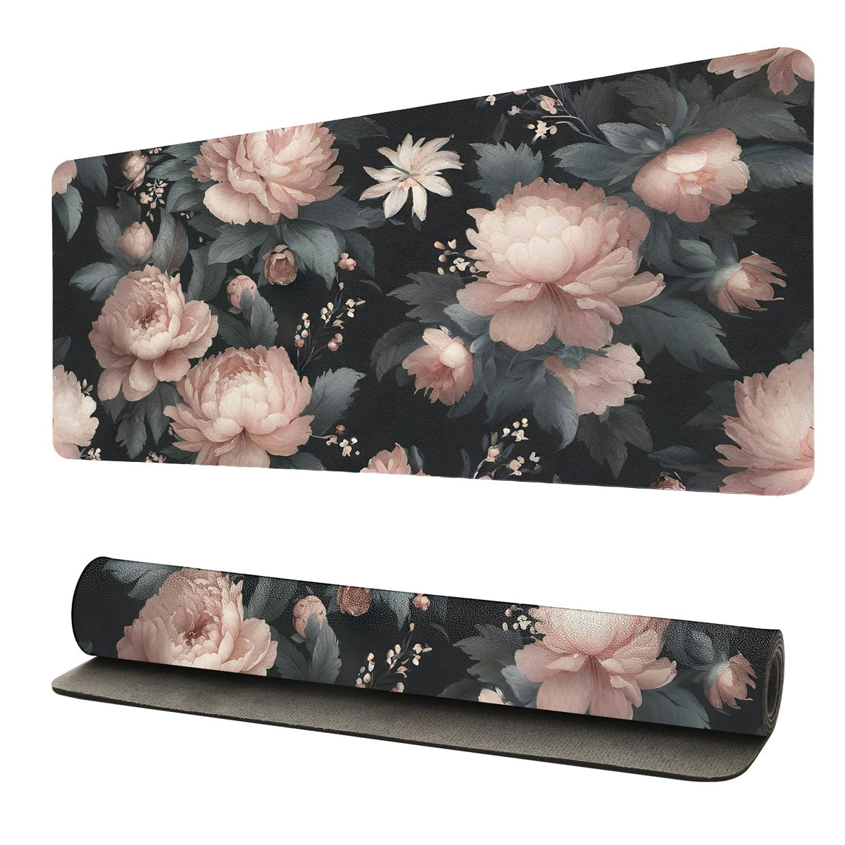Luxurious Peony Floral Desk Mat, Elegant PU Leather Desk Pad for Women - Large Non-Slip Office Mat for a Stylish & Protected Gaming & Home Workspace(31.5 * 15.75in)