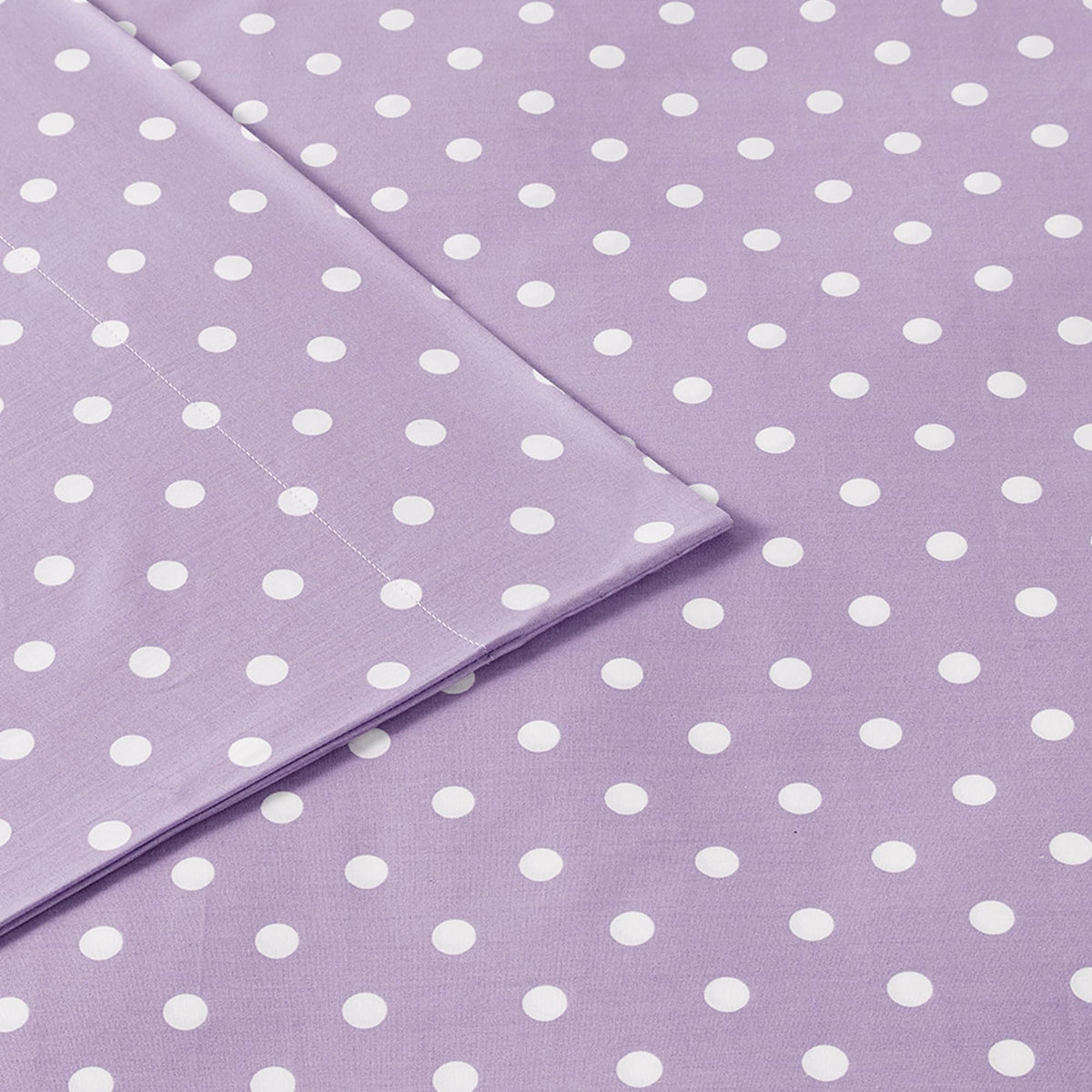 Intelligent Design Purple Twin Size Sheet Sets Kids Polka Dot Sheets for Girls 100% Cotton Percale Soft Flat and Fitted Sheet, Pillowcase, Breathable All Season Bed Set, Fits up to 14" Mattress