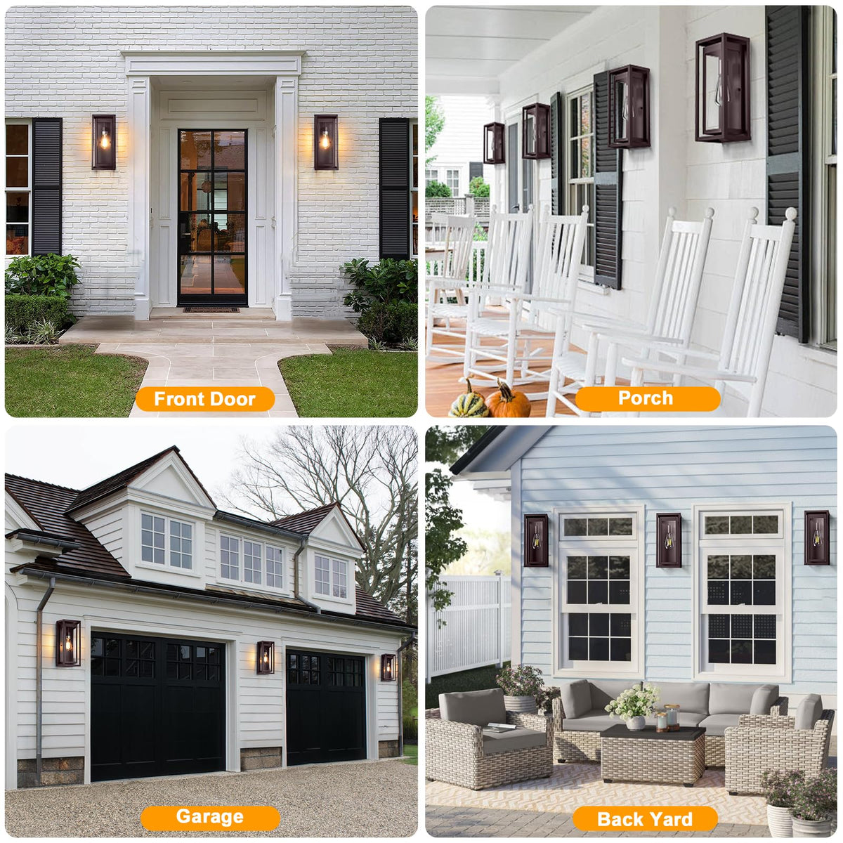 Slypadan Outdoor Light Fixture 15in Oil-Rubbed Bronze Waterproof Wall Sconces 2-Pack with Clear Glass Shade