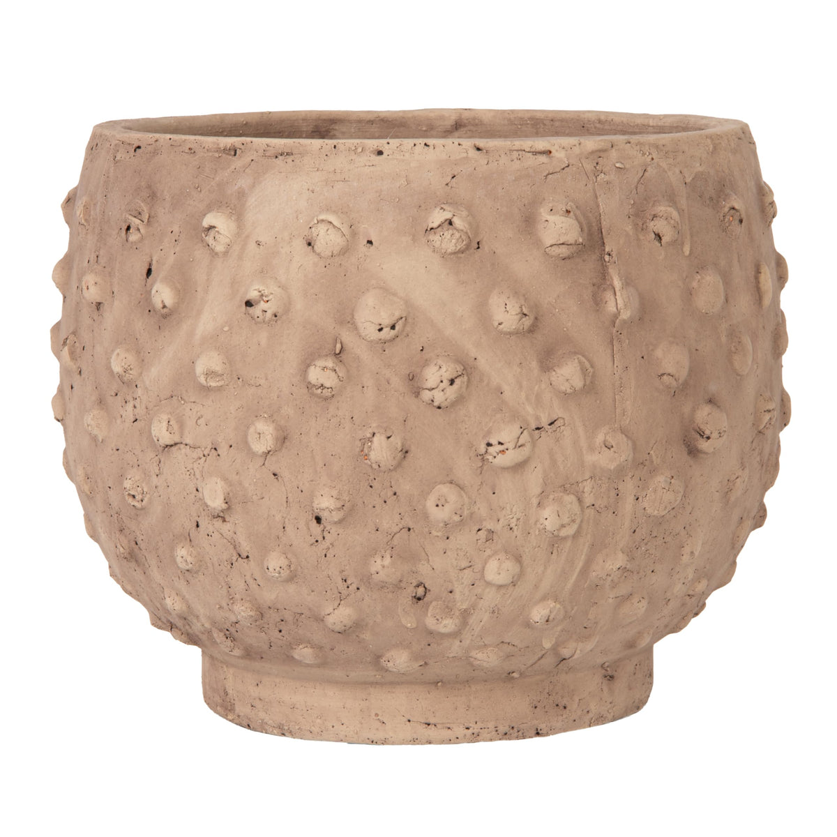 Creative Co-Op 9.25" Round Sandstone Hobnail Planter with Distressed Finish, Greige