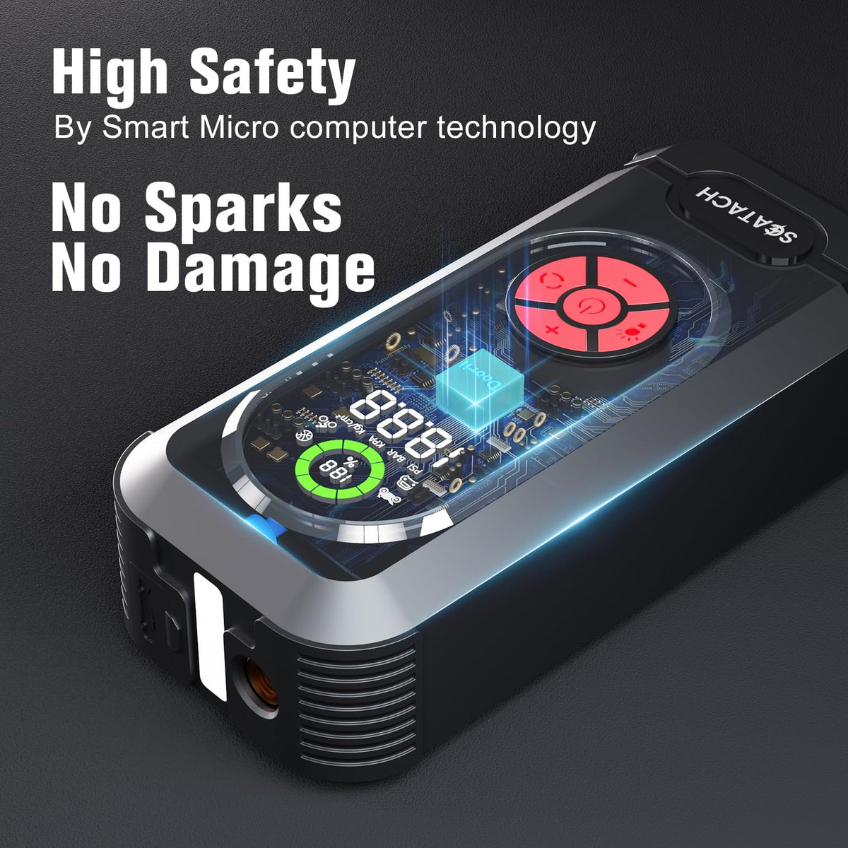 8000A Jump Starter with Air Compressor, 10-in-1 Car Battery Jump Starter Portable (10.0 Gas/10.0L Diesel), 150 PSI 12V Jump Box with Jumper Cables, LED Light, LED Display