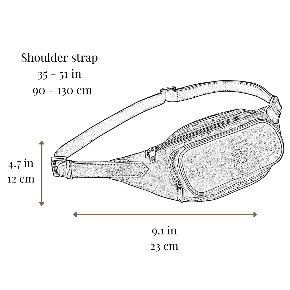 Time Resistance Leather Waist Pack - Belly Bag, Belt Bag, Fanny Pack - Handmade in Italy (Cognac Brown)