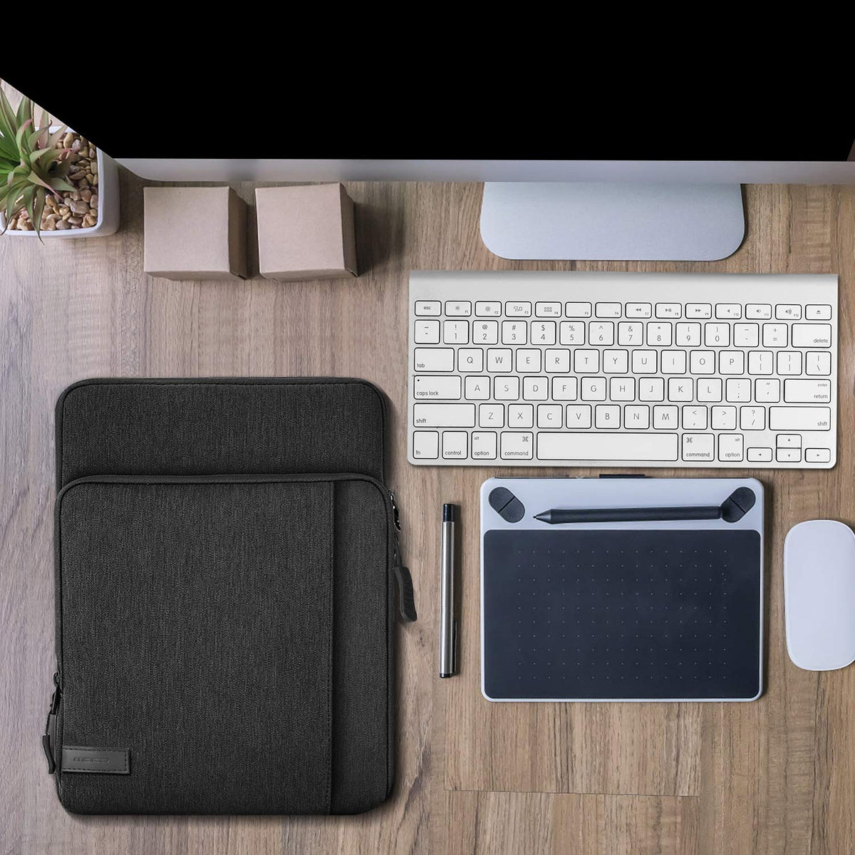 MoKo 9-11 Inch Tablet Sleeve Bag Carrying Case with Storage Pockets Fits New 11-inch iPad Air M4 2026/iPad Pro M5, iPad Pro/A16 11, iPad Air 5/4th 10.9, iPad 9/8th 10.2, Tab S8/S9 11,Black & Gray