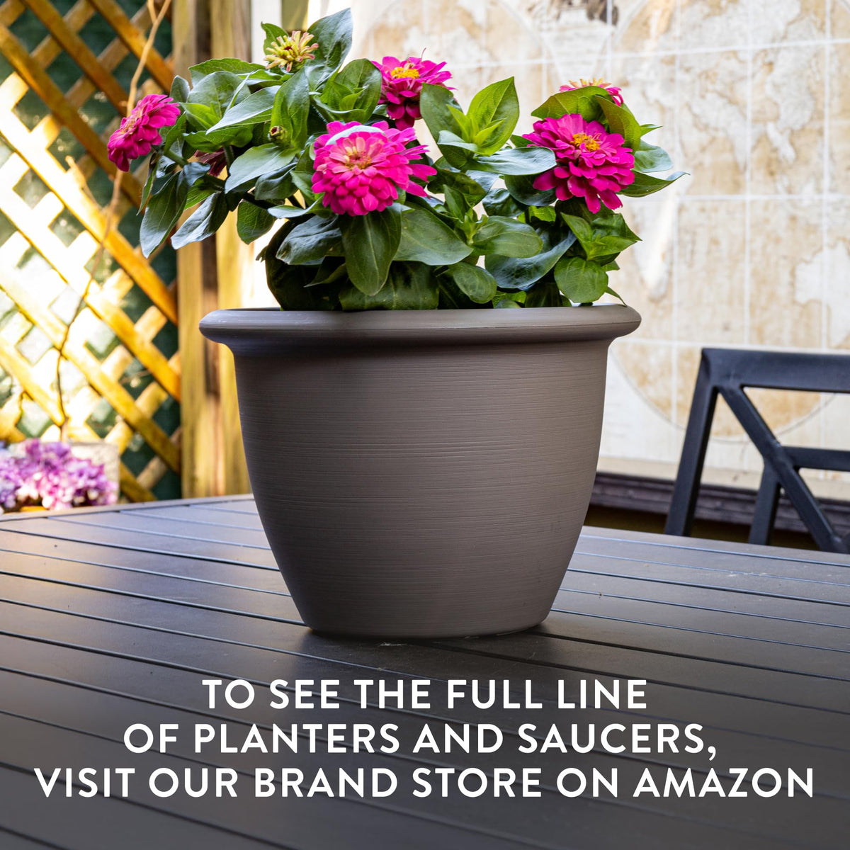 The HC Companies Sevilla Flower Planters - Durable Outdoor & Indoor Planter - Round Lightweight Self Watering Plant Pots for Herbs & More (14" White, Pack of 1)