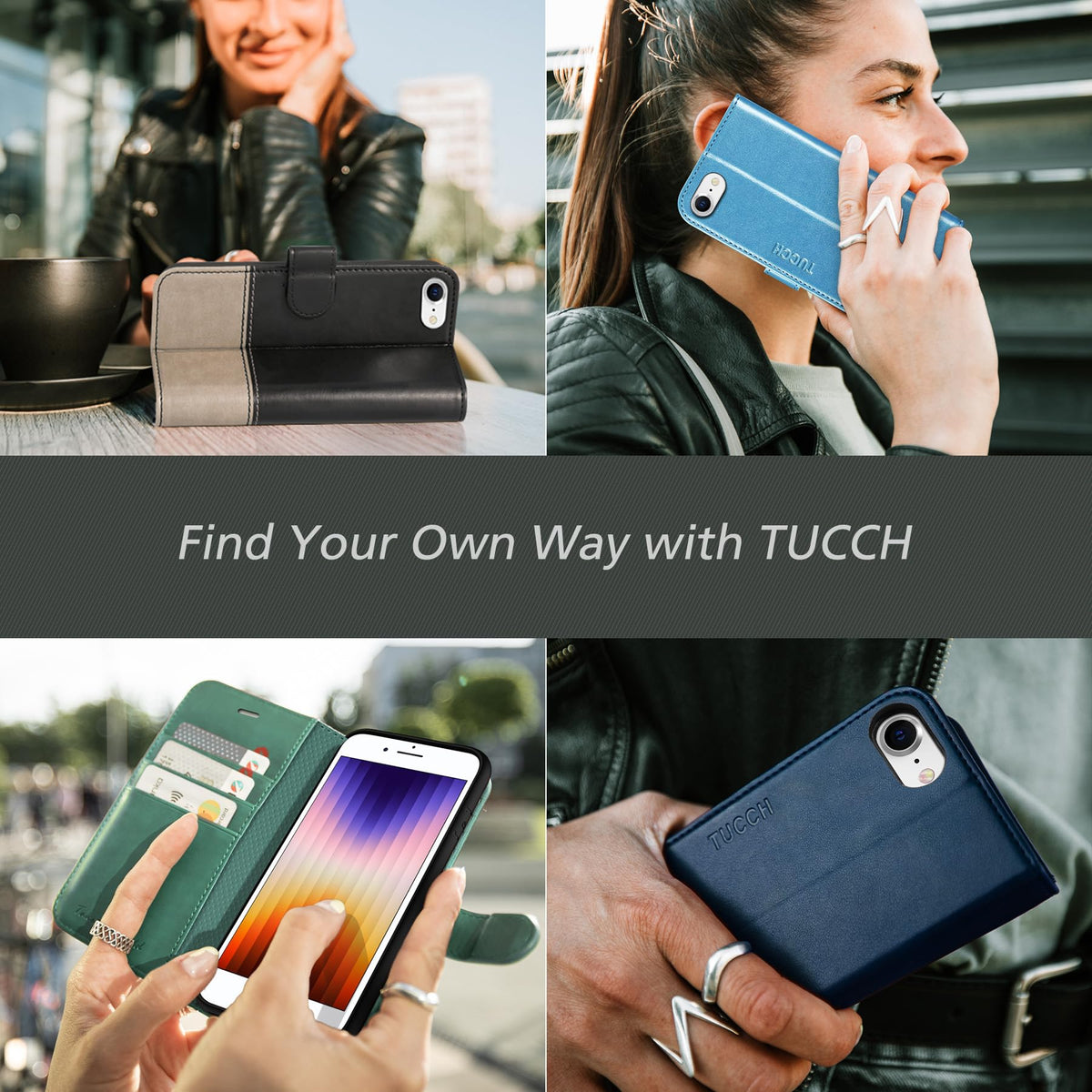 TUCCH Case Wallet for iPhone SE 2022/ iPhone 7/8/iPhone SE 2020, PU Leather 3 Card Slots Stand Magnetic Flip Folio Cover TPU Shockproof Inner Shell, Black
