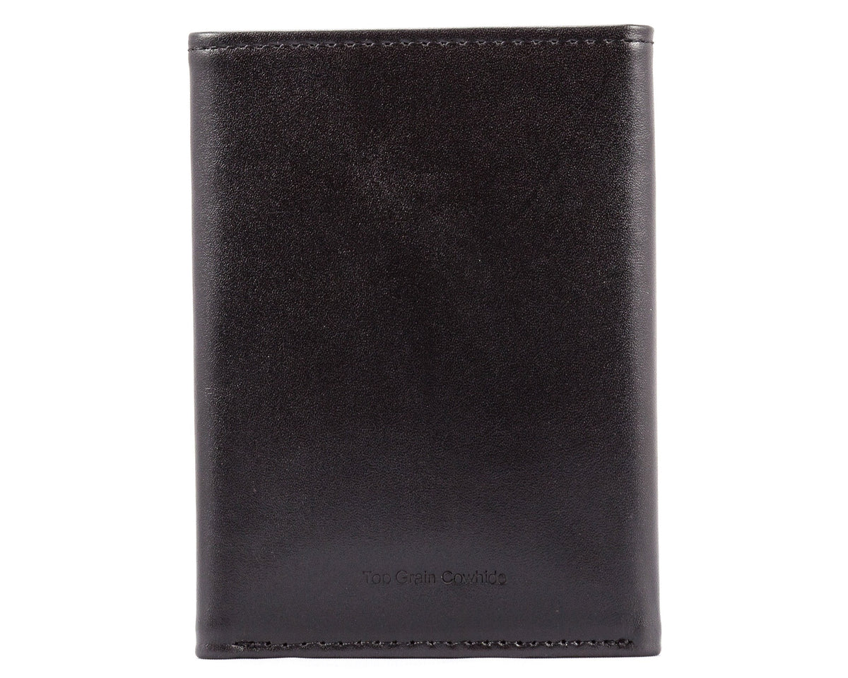 Big Skinny Men's Tri-Fold Leather Slim Wallet, Holds Up to 25 Cards, Black