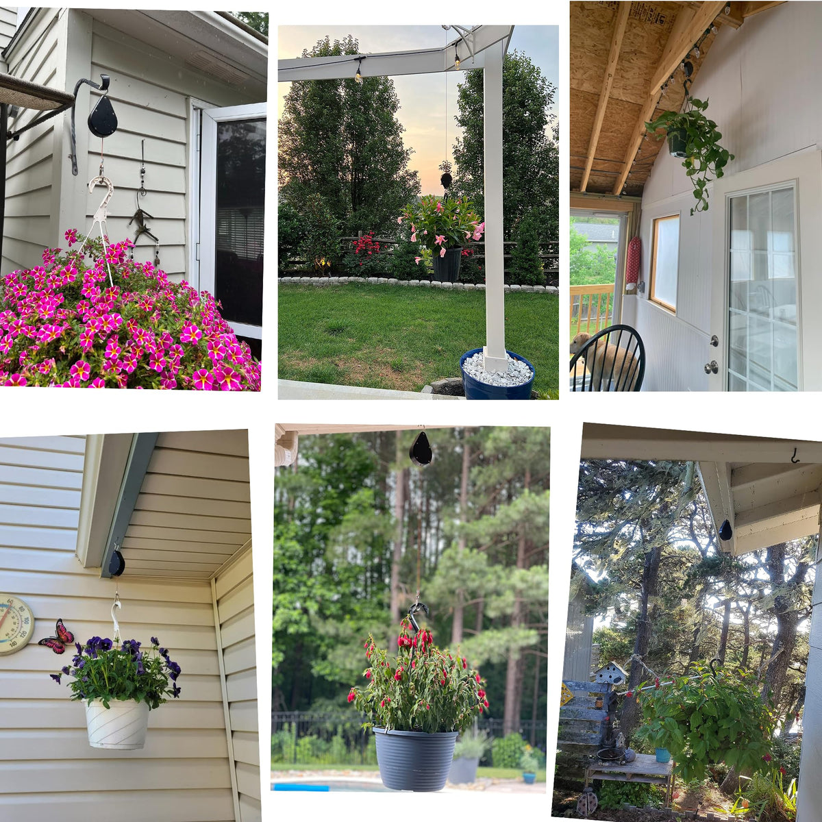Kitwinney Retractable Plant Hanger - Upgrade Plant Pulleys for Hanging Plants, Easy to Raise and Lower, Suitable for Garden Flower Pots, Hanging Planter, Bird Feeder(Black, 4 PCS)