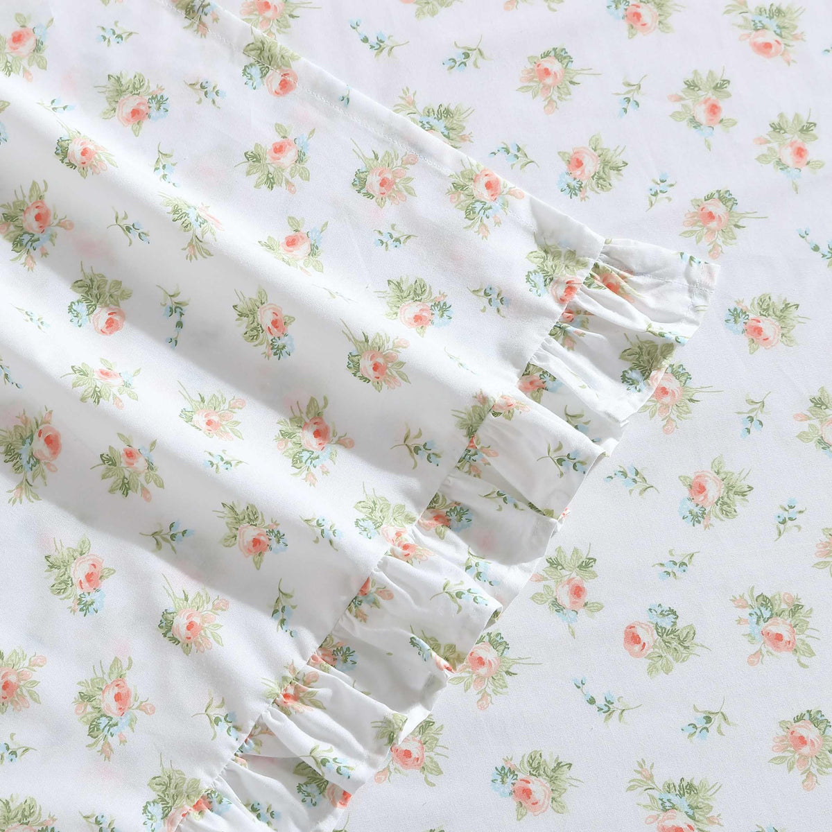 Laura Ashley - King Sheet Set, Breathable Percale Cotton Bedding, 200 Thread Count, Floral Home Decor (Roseford Orange, King)