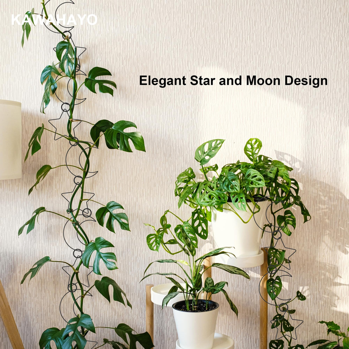 20 Pcs Chain Trellis for Climbing Plants, Plant Trellis Indoor and Outdoor, Garden Wall Trellis, Vine Support Plant Accessories for Monstera, Pothos, Ivy, Climbing Plants (Black Moon and Star)