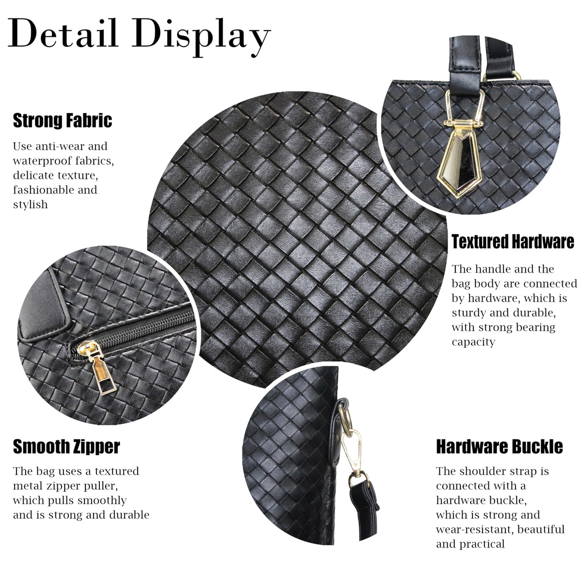 OTMIPIML Purses and Handbags for Women Synthetic Leather Tote Crossbody Bags Satchel Purses Set 6pcs (4A-Black-woven)