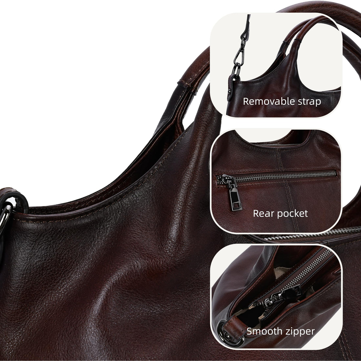 Iswee Genuine Leather Purses for Women Satchel Handbags Crossbody Shoulder Bag Designer Top Handle Bag Hobo Medium Size (Coffee)