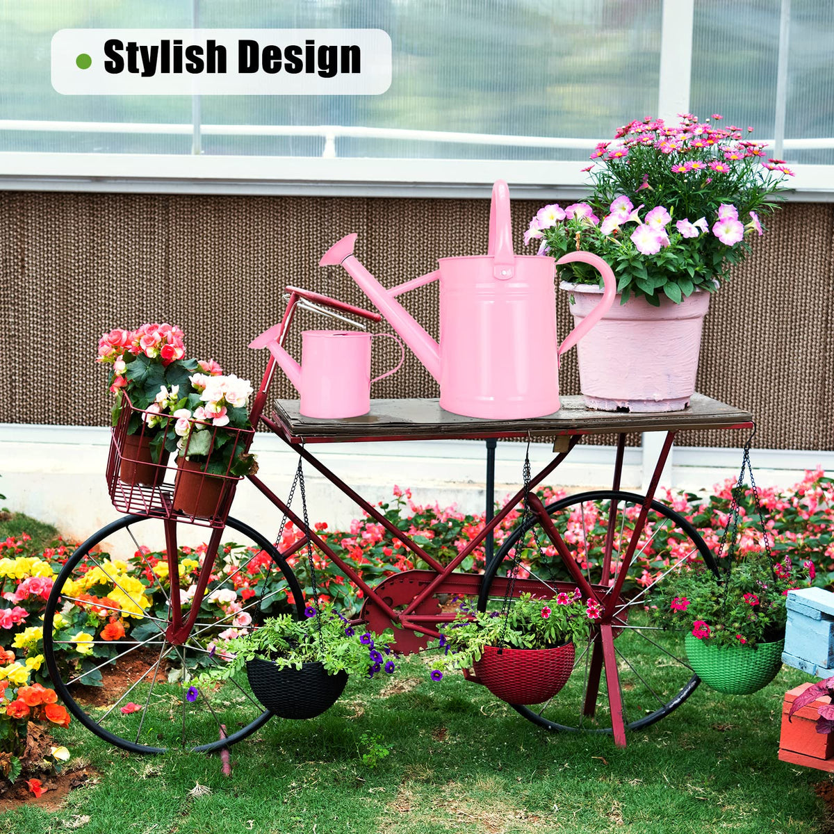 Lechloris Metal Watering Can (1 Gallon) for Outdoor&Indoor Plants with Free Small Watering can for Kids, Plant Watering Can with Removable spout, Perfect for Garden Flower, Houseplants, Pink