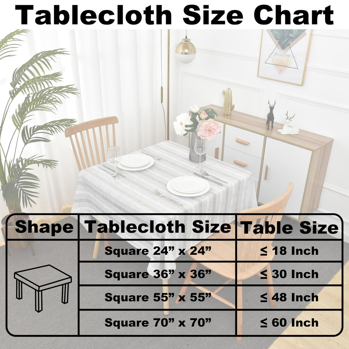 Limalred Farmhouse Striped Embroidery Small Square Tablecloth, Openwork Heavy Weight Linen Wrinkle Resistant Tablecloths End Table Cover for Nightstand Bedside Table Decor 36x36 Inch Grey