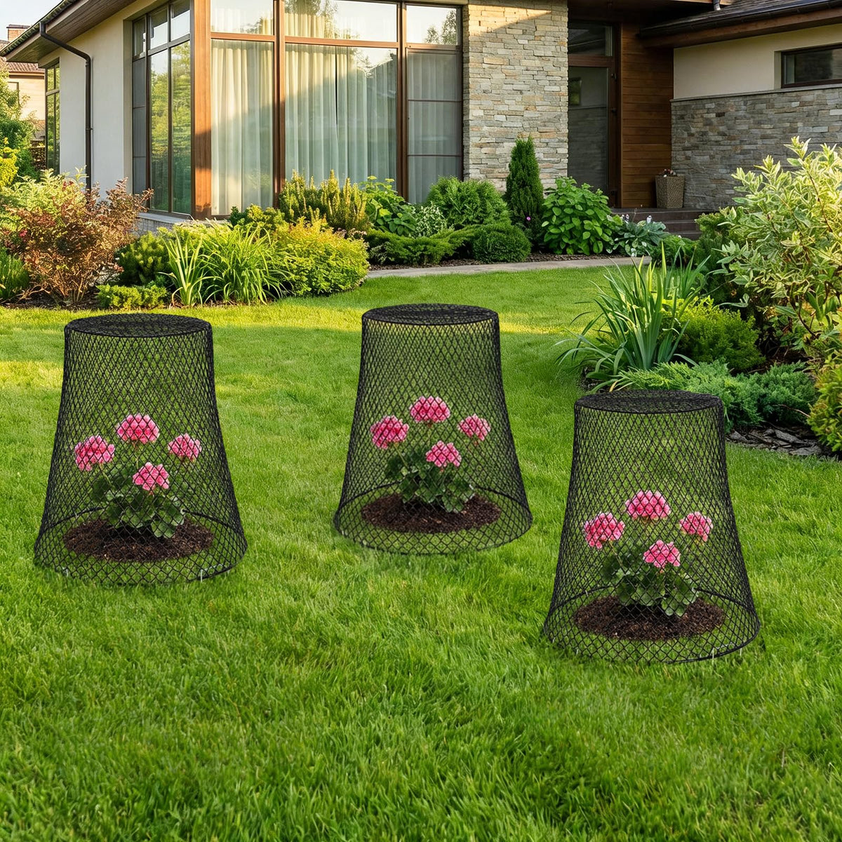 SOUJOY 15 Pcs 12 Inch Large Chicken Wire Cloche Plant Protector Cover, Heavy Duty Metal Garden Plant Protector from Animals, Plant Cages for Keeping Bunnies, Chickens, Squirrels, Birds Other Out