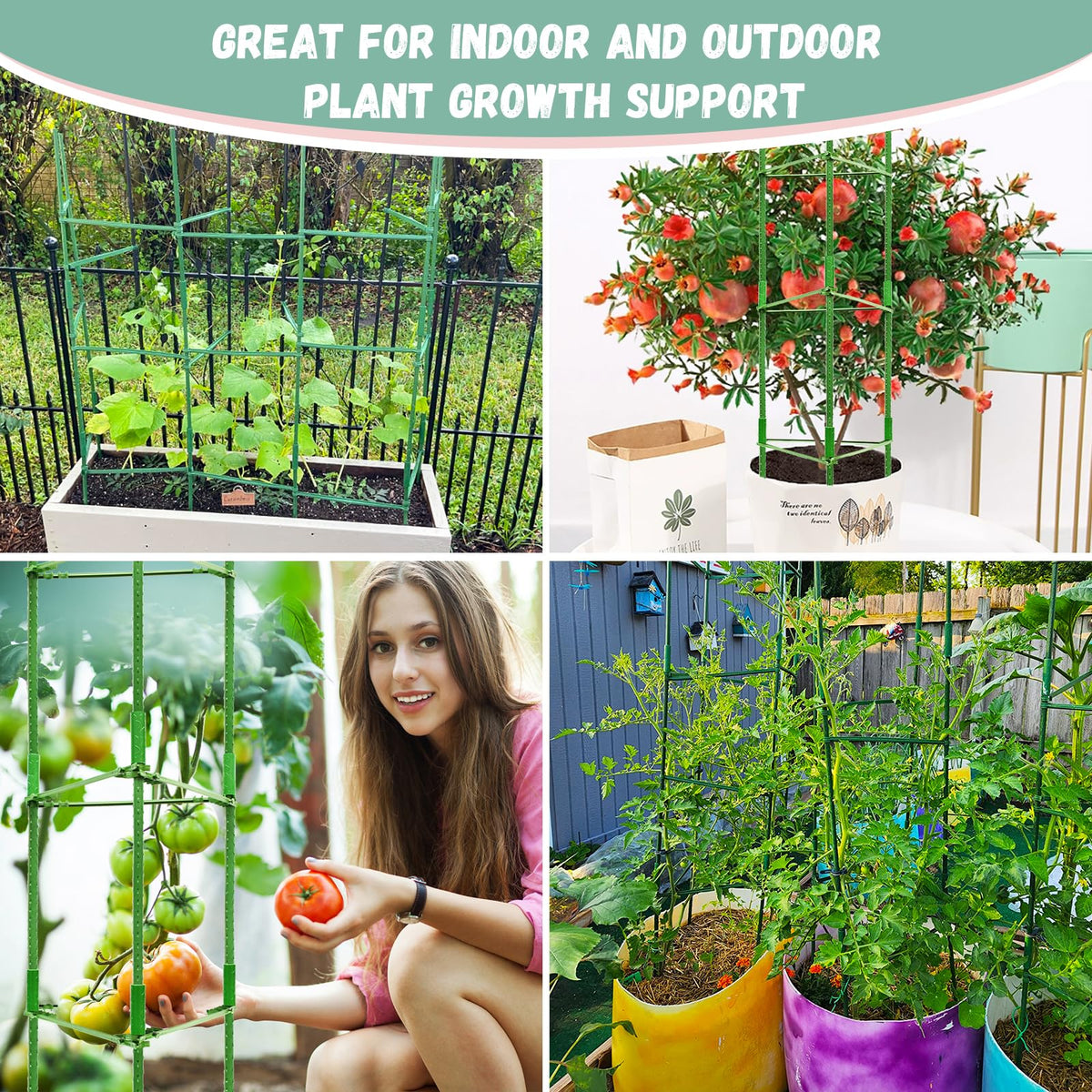 Legigo 4ft 4-Pack Tomato Cage for Garden Plant Support- Up to 48inch Garden Stakes Tomato Cage, Tomato Trellis for Potted Plants, Tomato Cages Plant Stakes for Climbing Vegetables Plants Flowers