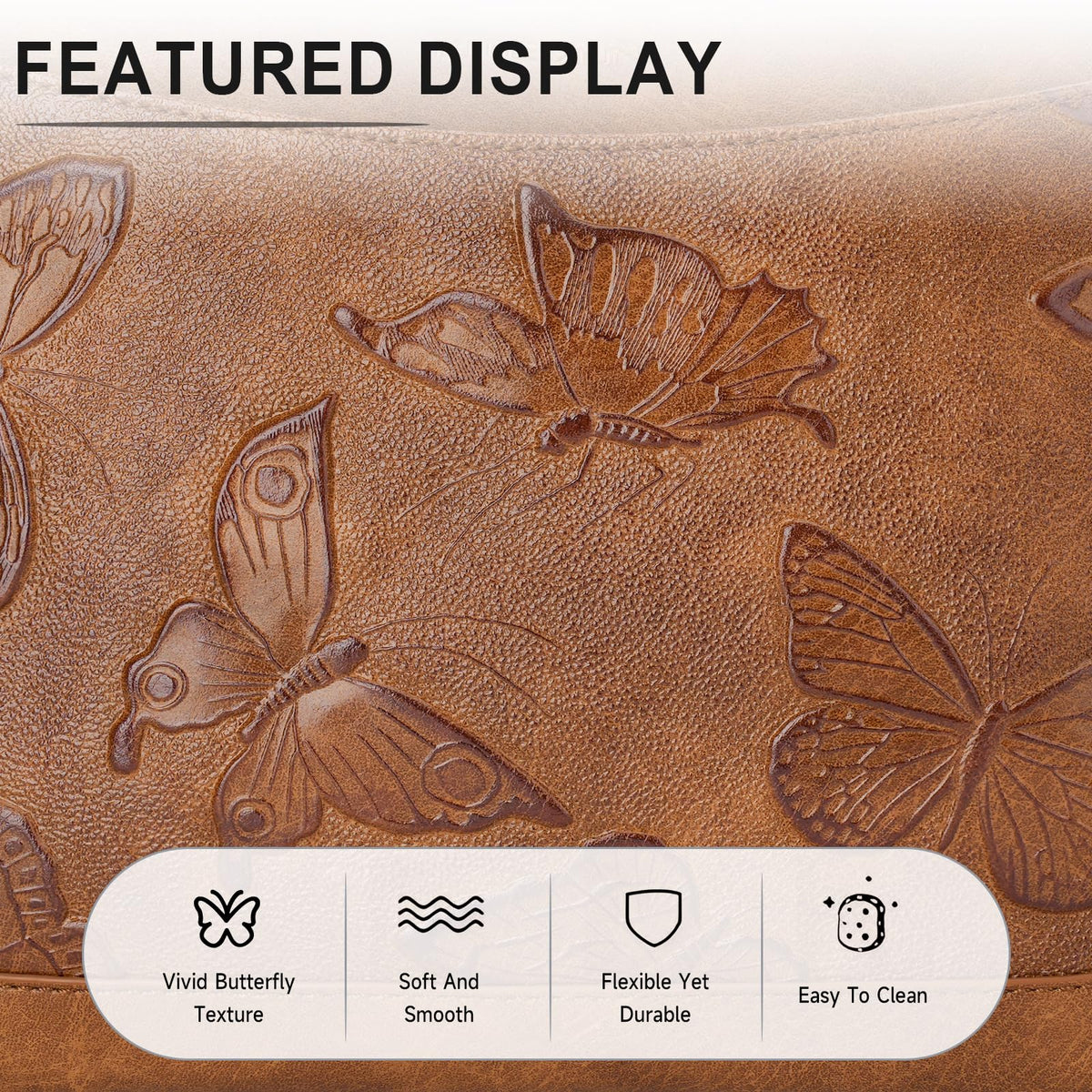 KITEVIUN Crossbody Bags for Women Trendy, Vegan Leather Medium Butterfly Hobo Purse, Women's Shoulder Handbags